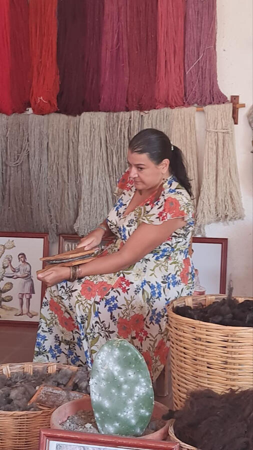 chef alejandra practicing the woving wool in teotitlan del valle learn artcrafts in oaxaca